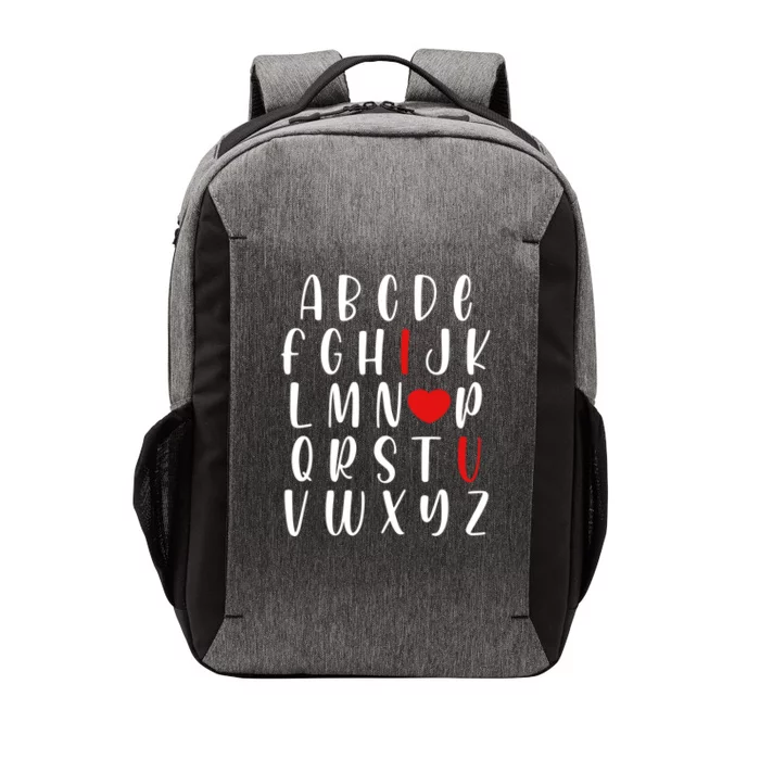 Abc I Love U Valentines Day Funny Aphabet Teacher Student Gift Vector Backpack