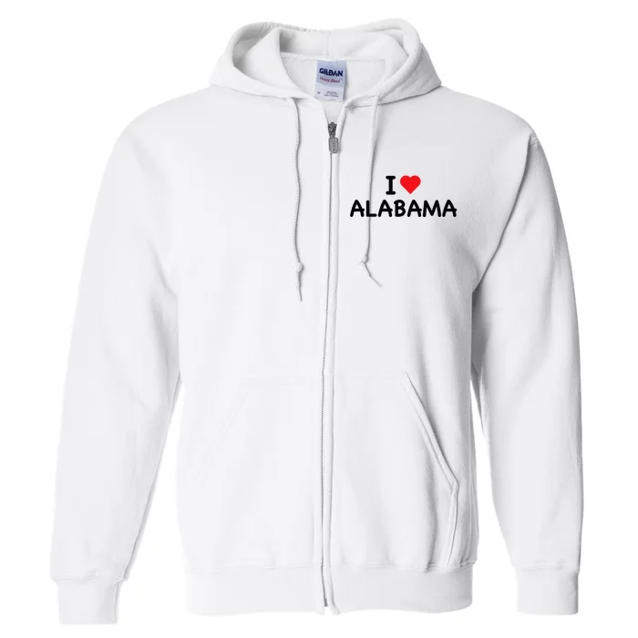 Alabama I Love Alabama Throwback Design Classic Full Zip Hoodie