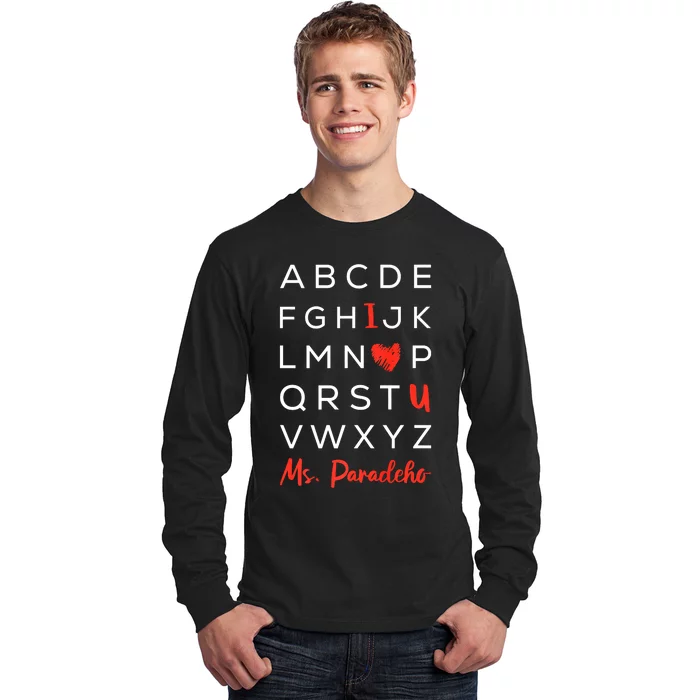 Abc I Love U Valentines Day Funny Aphabet Teacher Student Long Sleeve Shirt