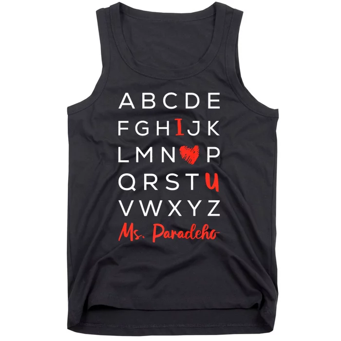 Abc I Love U Valentines Day Funny Aphabet Teacher Student Tank Top