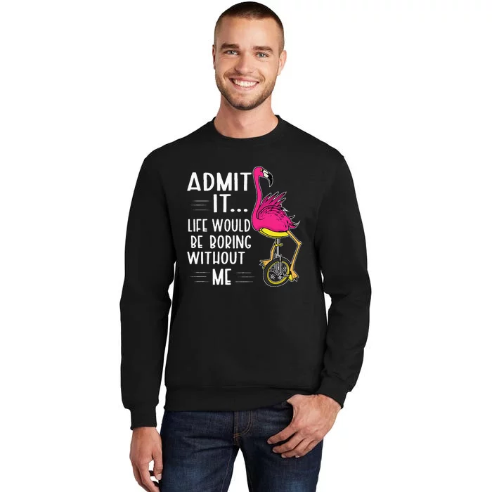 Admit It Life Would Be Boring Without Me Funny Bike Flamingo Tall Sweatshirt