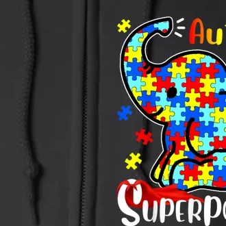 Autism Is My Superpower Cute Elephant Autism Awareness Full Zip Hoodie