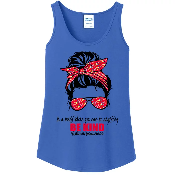 Autism Infinity Messy Bun Seeing The World Differently Cool Gift Ladies Essential Tank