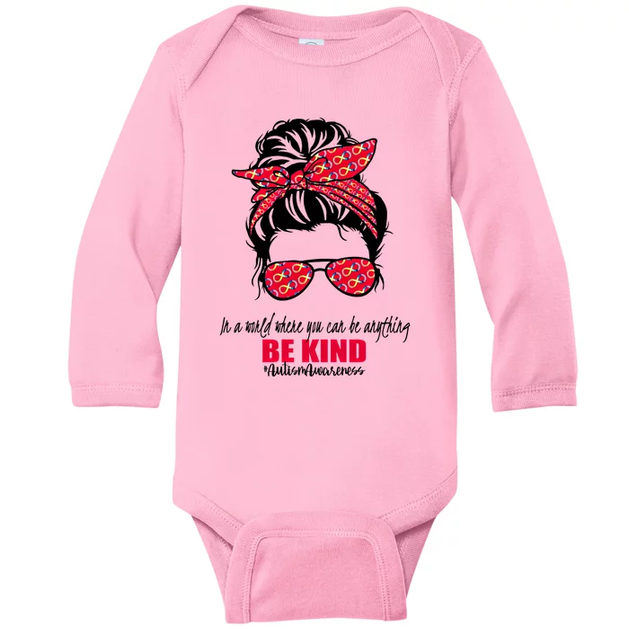 Autism Infinity Messy Bun Seeing The World Differently Cool Gift Baby Long Sleeve Bodysuit