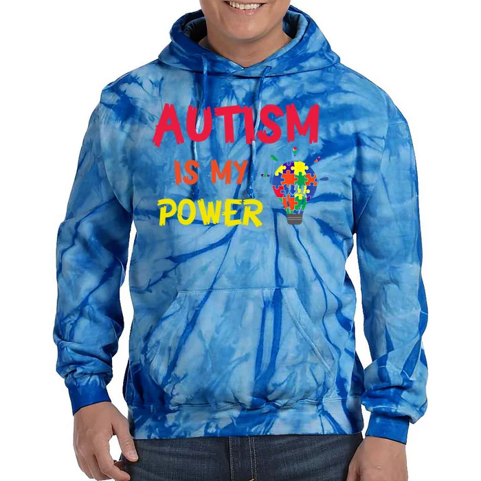 Autism Is My Super Power Superhero Autism Awareness Great Gift Tie Dye Hoodie