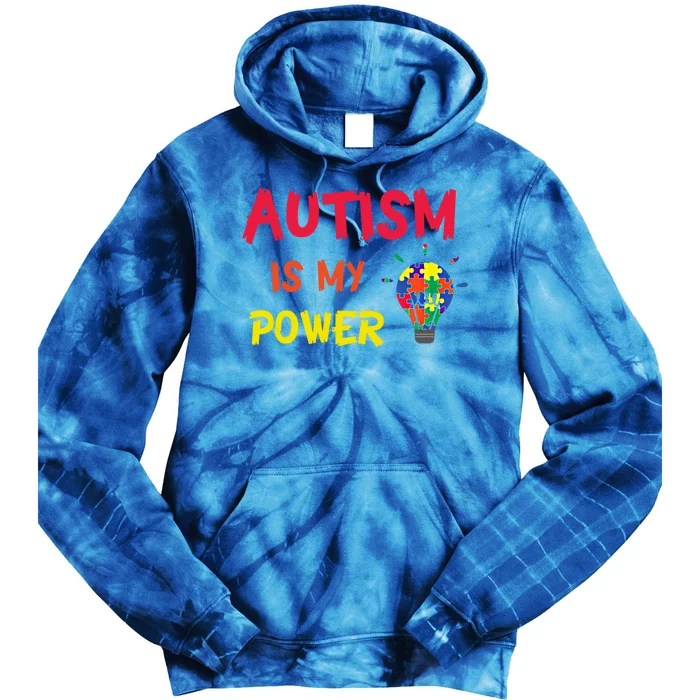 Autism Is My Super Power Superhero Autism Awareness Great Gift Tie Dye Hoodie