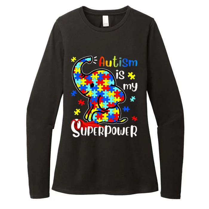 Autism Is My Superpower Cute Elephant Autism Awareness Womens CVC Long Sleeve Shirt