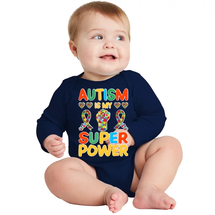 Autism Is My Super Power Baby Long Sleeve Bodysuit