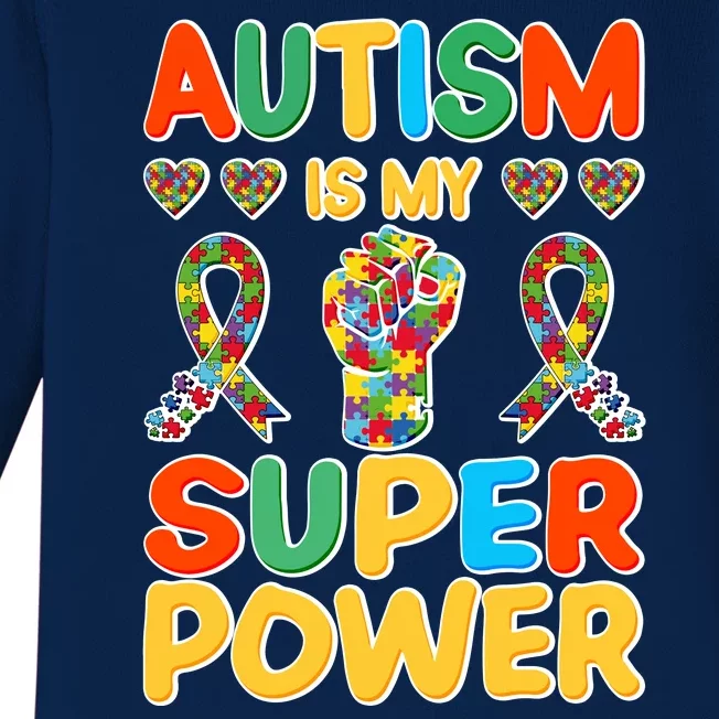 Autism Is My Super Power Baby Long Sleeve Bodysuit