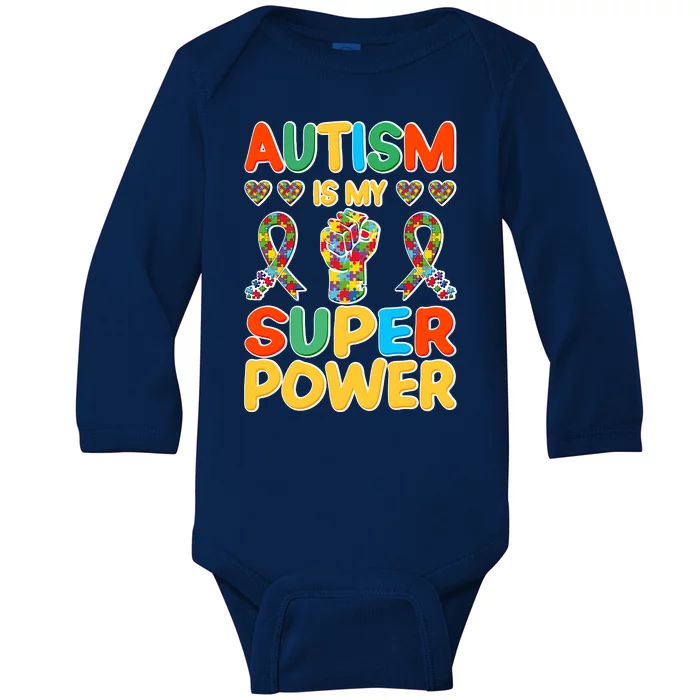 Autism Is My Super Power Baby Long Sleeve Bodysuit