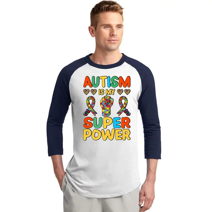 Autism Is My Super Power Baseball Sleeve Shirt