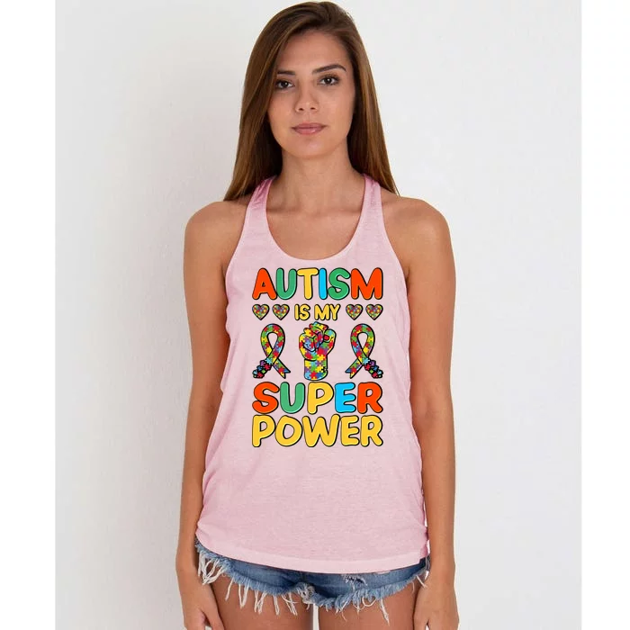 Autism Is My Super Power Women's Knotted Racerback Tank