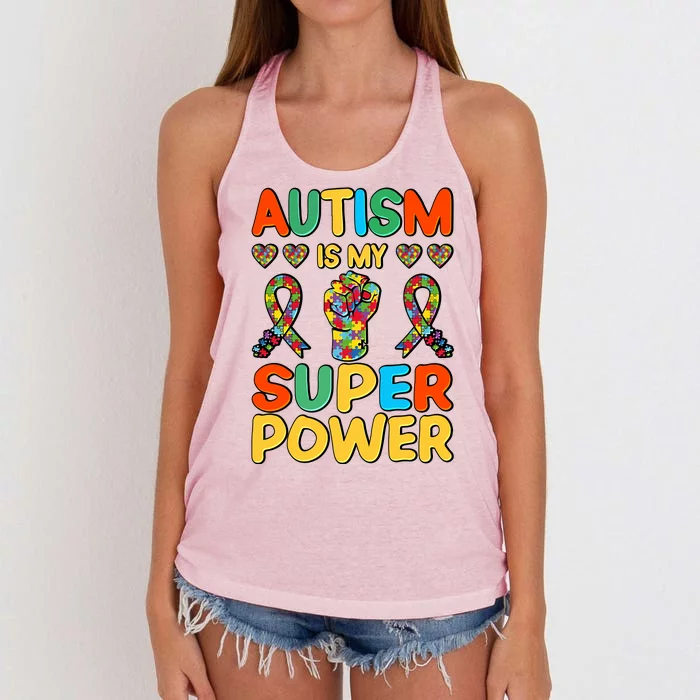 Autism Is My Super Power Women's Knotted Racerback Tank