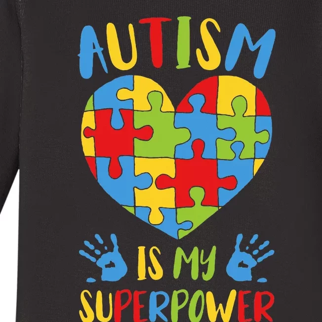 Autism is My Superpower Superhero Autism Awareness Baby Long Sleeve Bodysuit