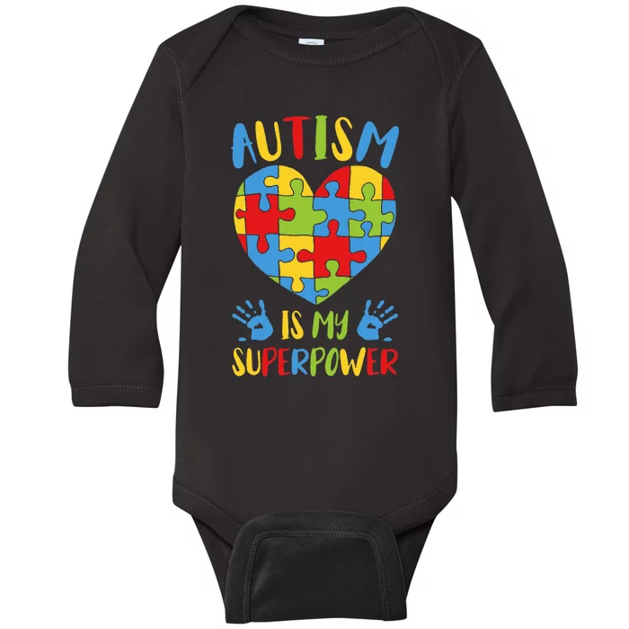 Autism is My Superpower Superhero Autism Awareness Baby Long Sleeve Bodysuit