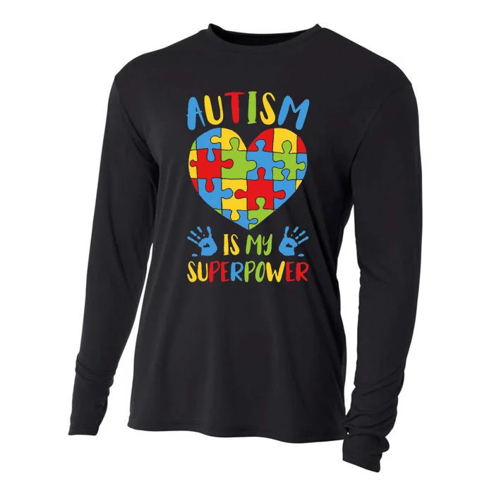 Autism is My Superpower Superhero Autism Awareness Cooling Performance Long Sleeve Crew