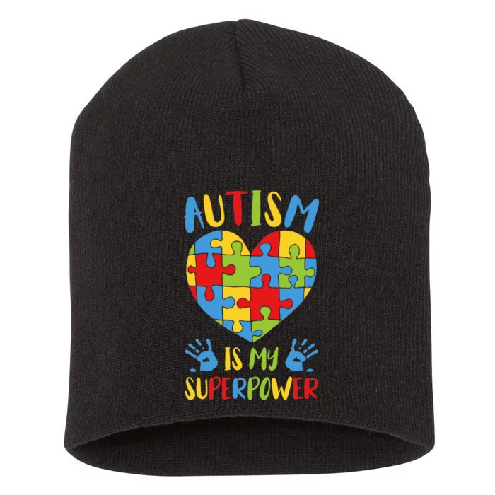 Autism is My Superpower Superhero Autism Awareness Short Acrylic Beanie