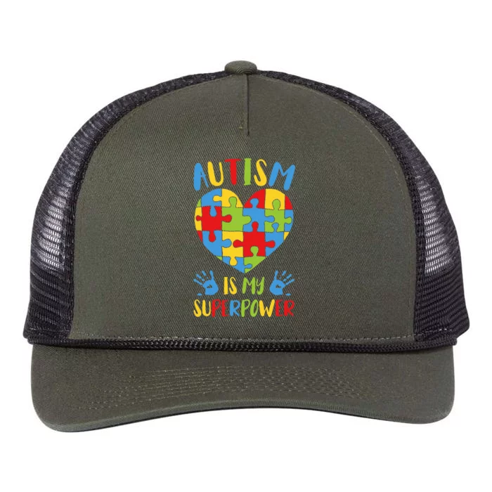 Autism is My Superpower Superhero Autism Awareness Retro Rope Trucker Hat Cap