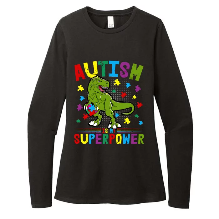 Autism Is My Superpower Autism Dinosaur Womens CVC Long Sleeve Shirt