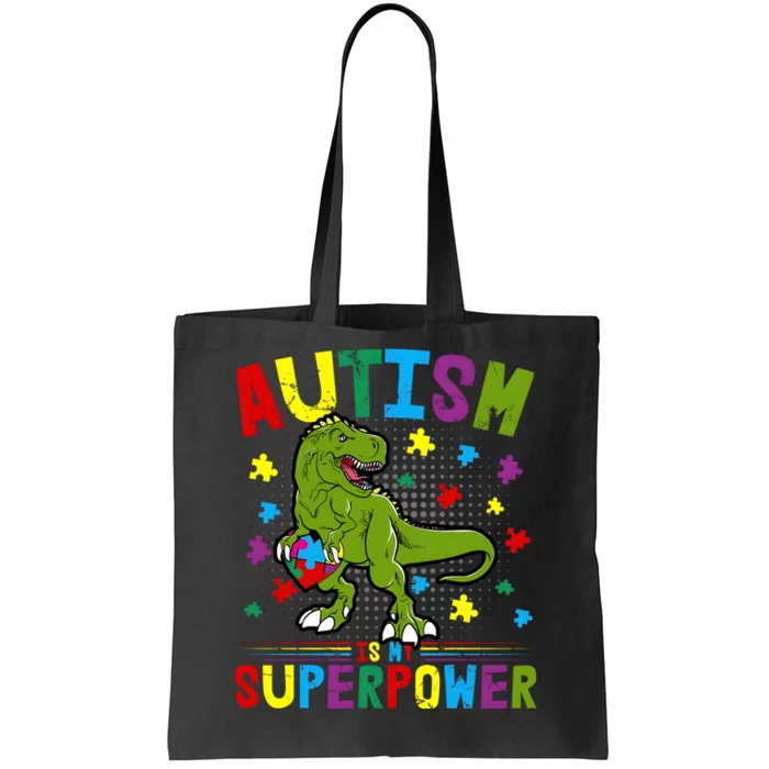 Autism Is My Superpower Autism Dinosaur Tote Bag