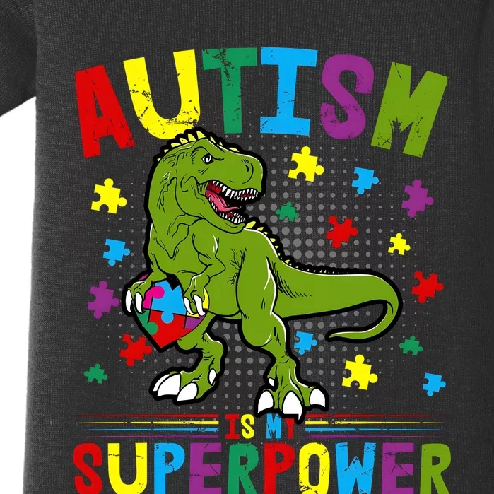 Autism Is My Superpower Autism Dinosaur Baby Bodysuit