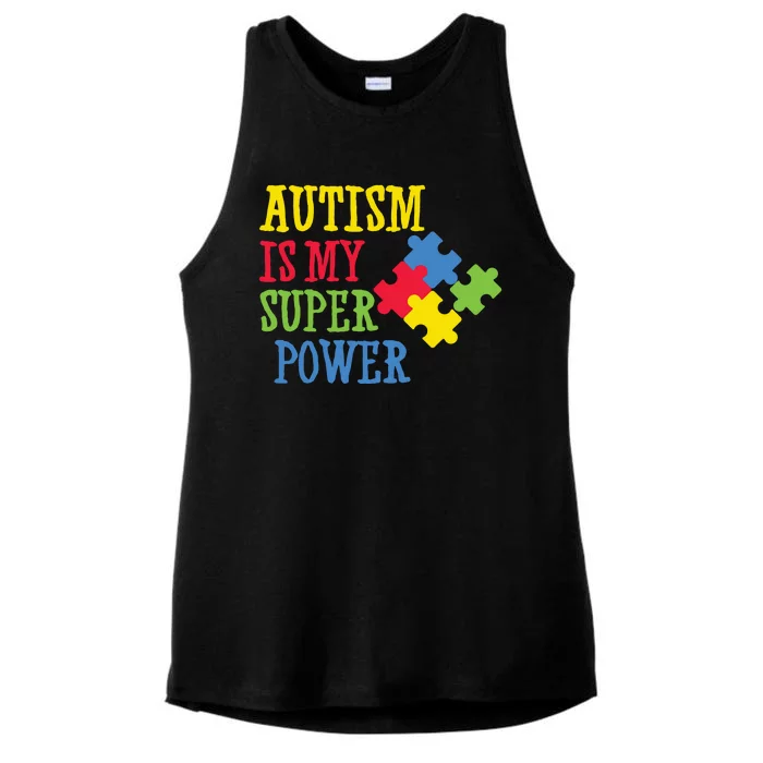 Autism Is My Super Power Ladies Tri-Blend Wicking Tank