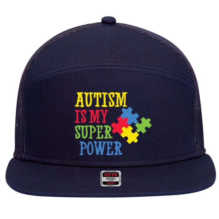 Autism Is My Super Power 7 Panel Mesh Trucker Snapback Hat