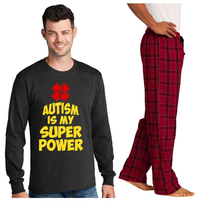 Autism Is My Super Power Puzzle Pieces AspergerS Day Humor Great Gift Long Sleeve Pajama Set