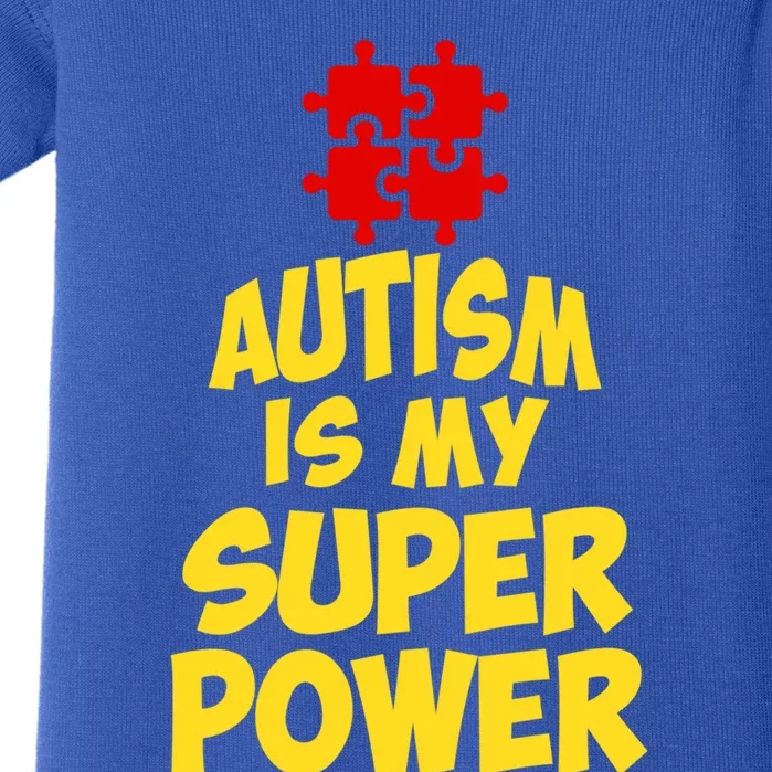 Autism Is My Super Power Puzzle Pieces AspergerS Day Humor Great Gift Baby Bodysuit