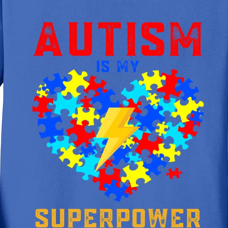 Autism Is My Super Power Superhero Autism Awareness Gift Kids Long Sleeve Shirt