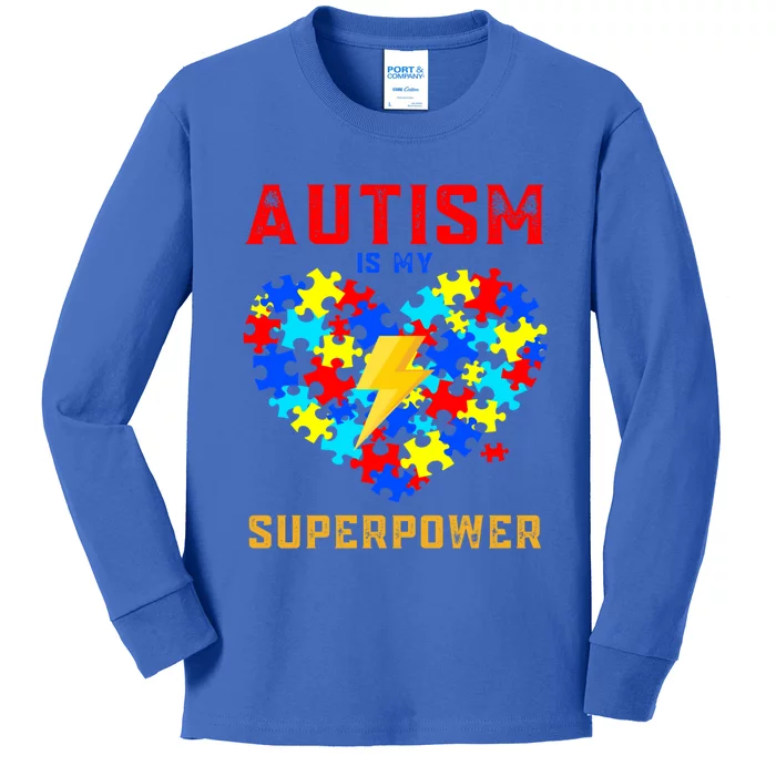 Autism Is My Super Power Superhero Autism Awareness Gift Kids Long Sleeve Shirt