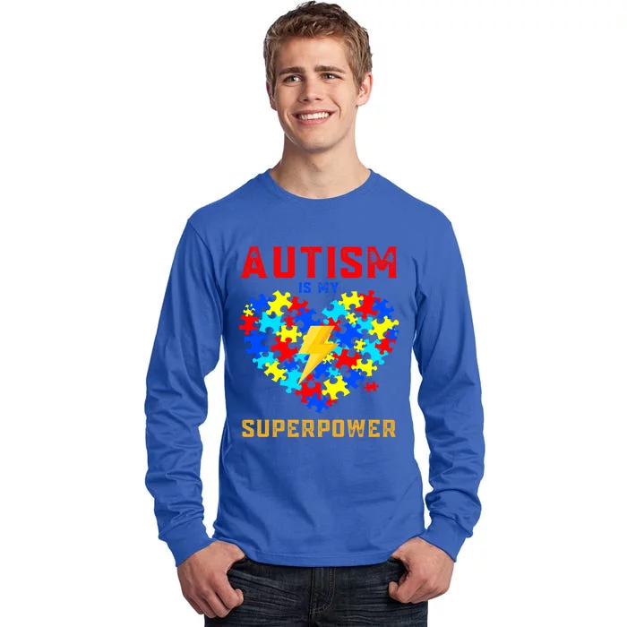 Autism Is My Super Power Superhero Autism Awareness Gift Tall Long Sleeve T-Shirt