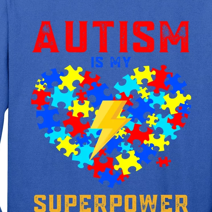 Autism Is My Super Power Superhero Autism Awareness Gift Tall Long Sleeve T-Shirt