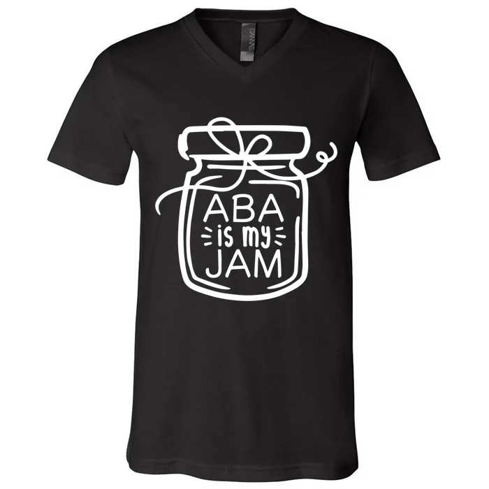 ABA Is My Jam Autism Awareness V-Neck T-Shirt