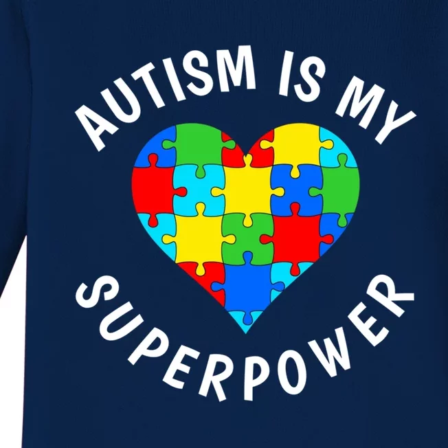 Autism Is My Superpower World Autism Awareness Day 2024 Gift Baby Long Sleeve Bodysuit