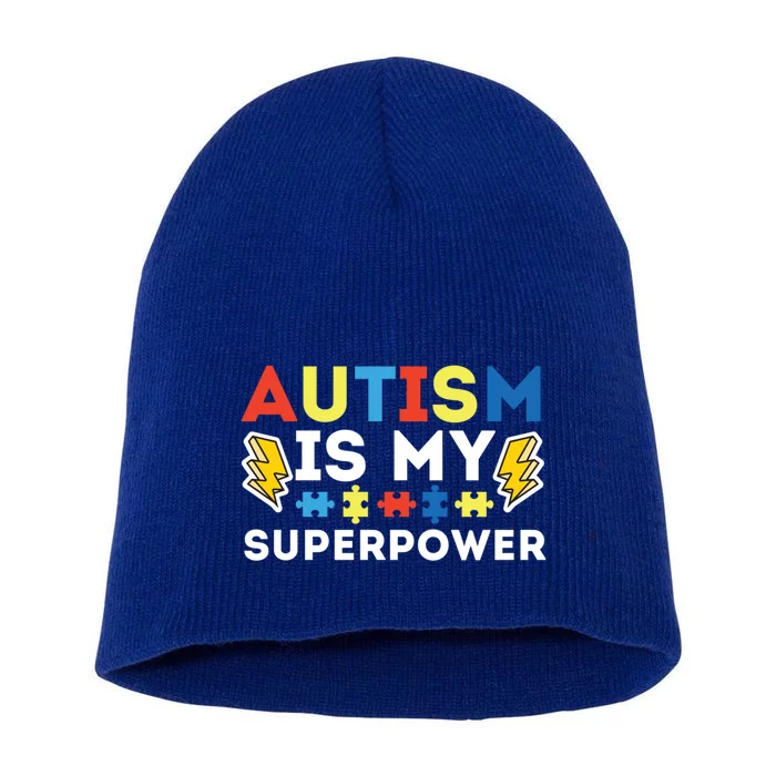 Autism Is My Superpower Autistic Advocate Gift Short Acrylic Beanie