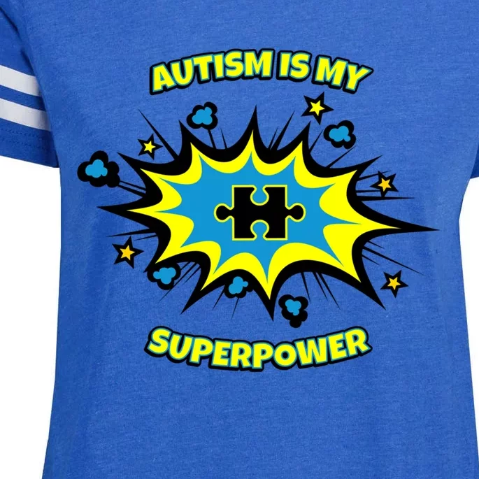 Autism Is My Superpower Cute Superhero Autistic Gift Enza Ladies Jersey Football T-Shirt