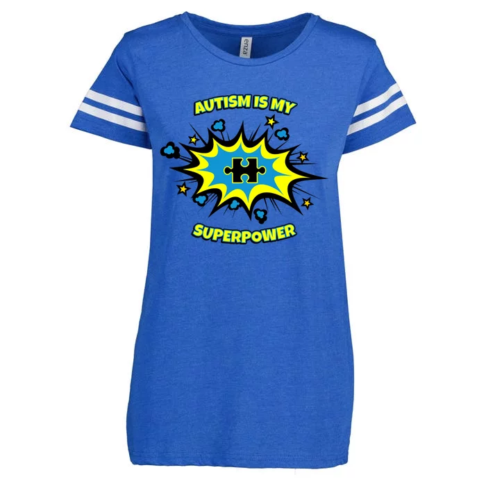 Autism Is My Superpower Cute Superhero Autistic Gift Enza Ladies Jersey Football T-Shirt