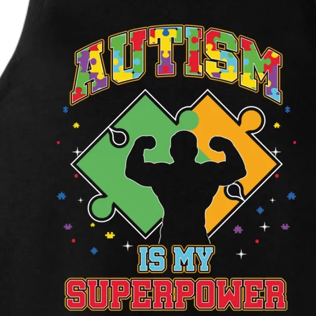 Autism Is My Superpower Autistic Autism Awareness Gift Ladies Tri-Blend Wicking Tank