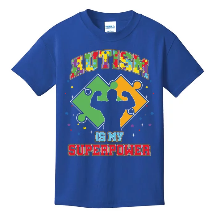 Autism Is My Superpower Autistic Autism Awareness Gift Kids T-Shirt