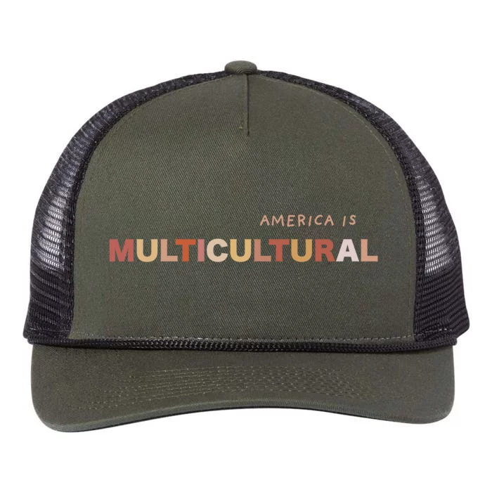 America Is Multicultural Positive Message Cool Gift Usa Cute Gift Retro Rope Trucker Hat Cap