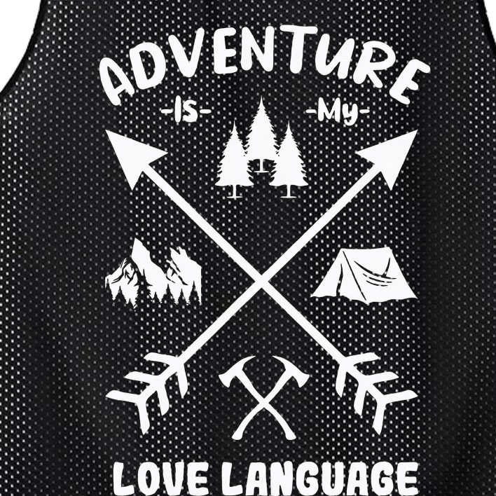 Adventure is My Love Language Hiking and Camping Mesh Reversible Basketball Jersey Tank