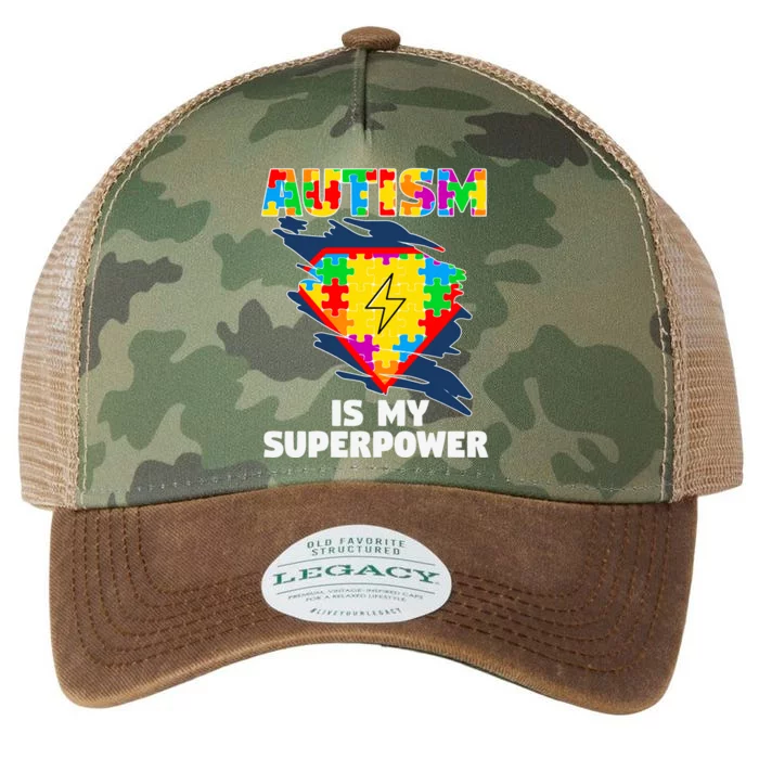 Autism Is My Super Power Superhero Puzzle Autism Awareness Legacy Tie Dye Trucker Hat