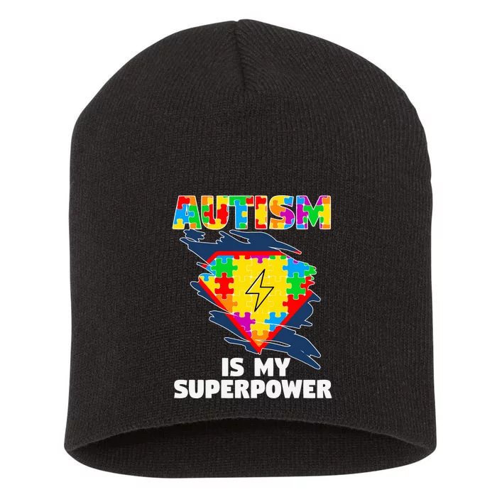 Autism Is My Super Power Superhero Puzzle Autism Awareness Short Acrylic Beanie