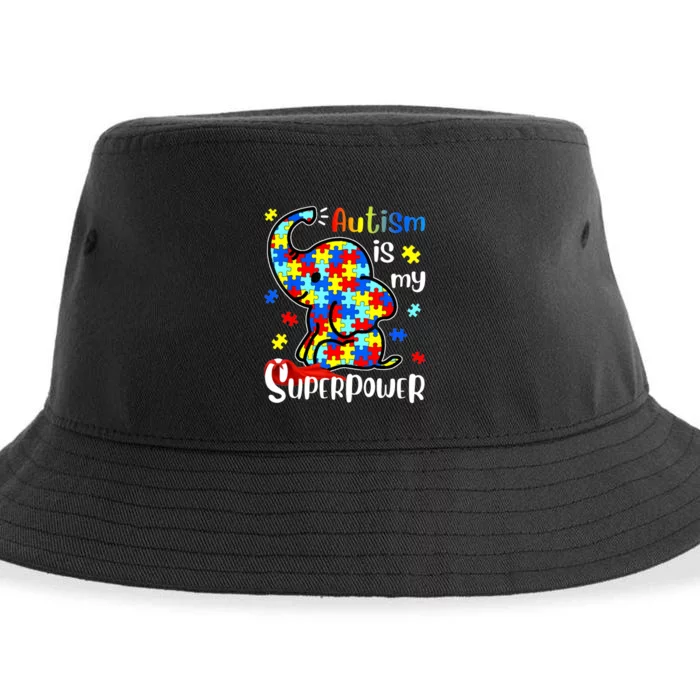 Autism Is My Superpower Cute Elephant Autism Awareness Sustainable Bucket Hat