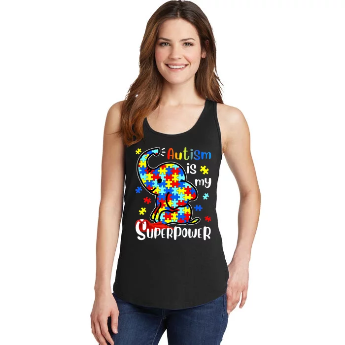 Autism Is My Superpower Cute Elephant Autism Awareness Ladies Essential Tank