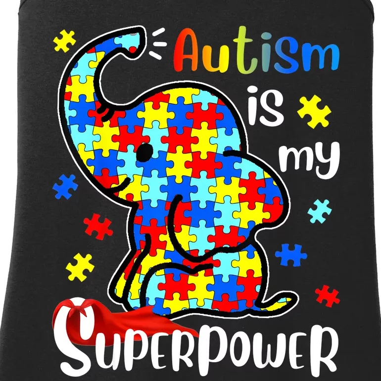 Autism Is My Superpower Cute Elephant Autism Awareness Ladies Essential Tank