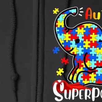 Autism Is My Superpower Cute Elephant Autism Awareness Full Zip Hoodie