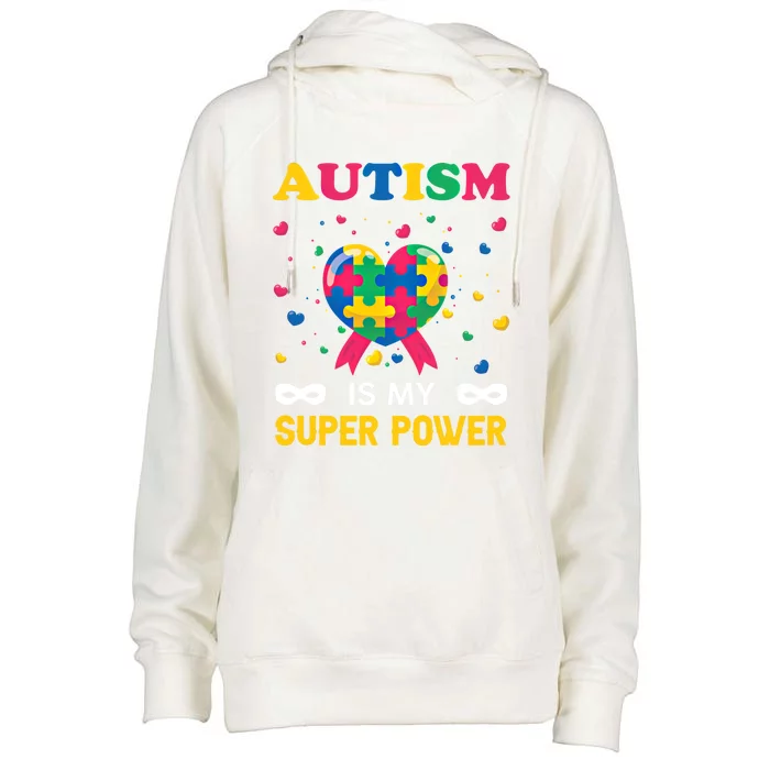 Autism Is My Super Power Autism Day Love Puzzle Support Gift Womens Funnel Neck Pullover Hood