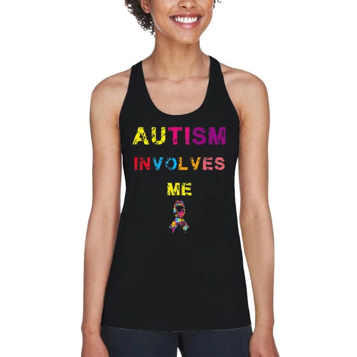 Autism Involves Me Autism Awarness Day April Women's Racerback Tank